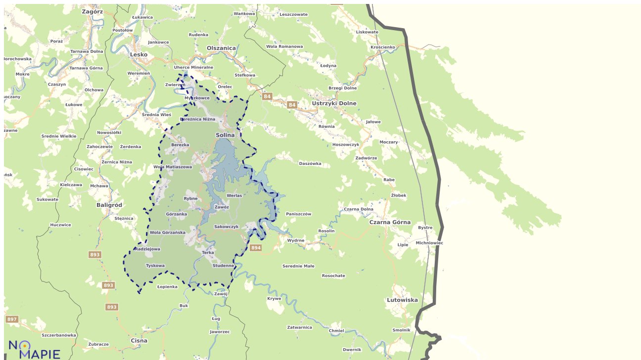 Mapa obszarów ochrony przyrody Soliny
